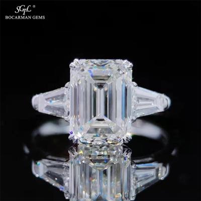 China Romantic Gold Diamond 1-5ct D GH VVS 10K14K18K GRA Moissanite Diamond Luxury Emerald Cut Wedding Moissanite Ring for sale