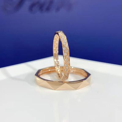 China FASHIONABLE 18K Gold Diamond Pair Ring Rose Gold And White Gold Natural Diamond Wedding Ring for sale