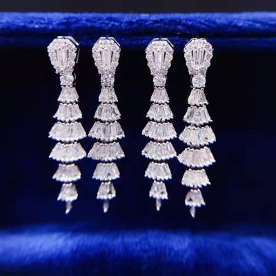 China Other Natural Diamond 18K Gold Earrings Women Harden Skirt Tassel Design Fashion Dinner Wear Luxury Jewelry for sale