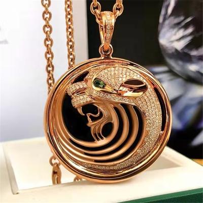 China Other Natural Diamond D Color Gold Diamond Set 18K Gold Round Main Man Leopard New Pendant Necklaces For Men for sale