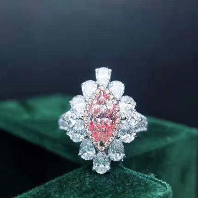 China Other Natural Diamond Set 18K Rose Gold Ring Pendant Two Ways To Wear Replacement Marquise Surrounded By Pear-Shaped Rose-Cut Diamond for sale