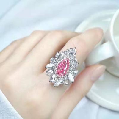 China Other AGL Natural Rose Diamond Ring Set in 18K Gold This is Necklace and Ring Double Interchange Pear Cut Colored Gems Sparkled with Fire for sale