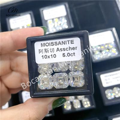 China Bocarman Jewelry Production Loose Asscher Moissanite Diamond Cutting 1ct-5ct White GRA Factory Wholesale for sale