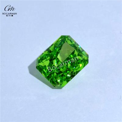 China Production Of Jewelry Simulated Diamond Used In Jewelry Making Rectangular Chamfered Emerald Green Diamond High Imitation Diamond for sale