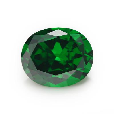 China High Quality Synthetic Oval Shape Green Color Factory Source Wuzhou Bocarman Gemstone Loose Zircon CZ for sale