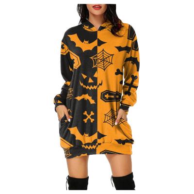 China Chd0005w Breathable Women's Long Casual Dresses Christmas Costume Printed Pullover Sweater Hoodies Sweatshirt Hooded Dress for sale