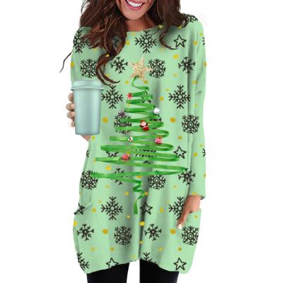 China Chd0004w Women Christmas Fashion Hoody Casual Print Sweater Hoodie Pullover Sweatshirt Dress Wholesale Windproof Clothing for sale