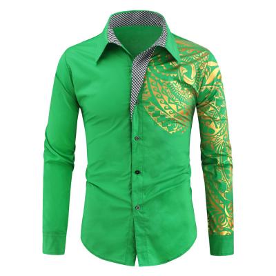 China 3CB11 Wholesale Fashion Breathable Sleeve Long Sleeve Custom Shirts Cotton Tight Printing Custom Gilding Full Screen Along In Men's Fasion for sale