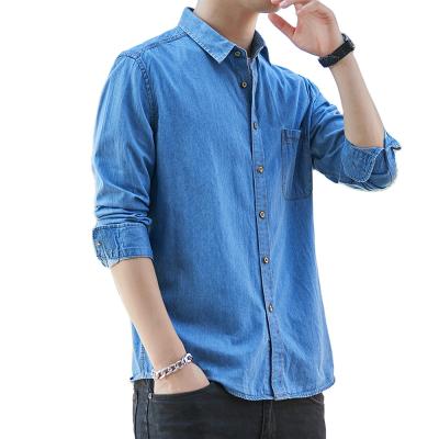 China 3CB08 Customization Support Fashionable Denim Breathable 2022 Plus Size Mens Street Wear Cotton Shirt With Pocket For Stylish Man for sale