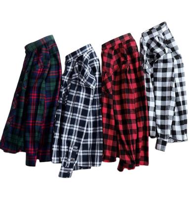 China 3CB06 Big Breathable Casual Plaid Brushed Long Sleeves Plus Size Mens Sports Wear Shirts Custom Made For Man 100% Cotton for sale