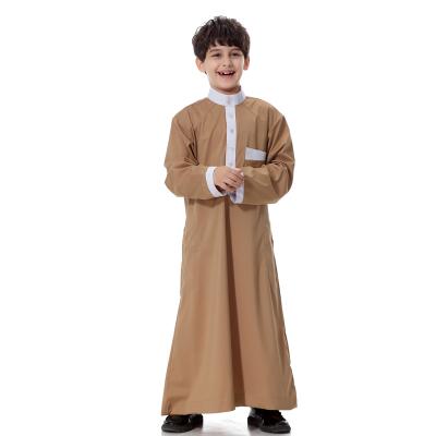 China 3CN04M Arab Middle Eastern Polyester Teenage Boys Quilting Abaya Boy's Muslim Long Dress 2022 Color Clothing Prayer Clothes for sale