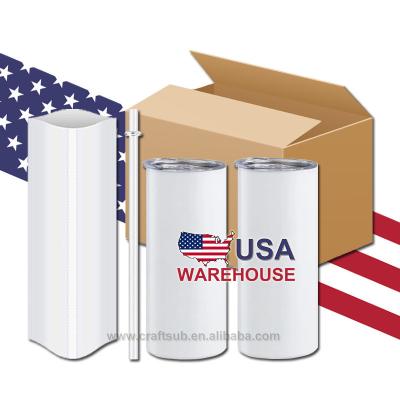 China Viable USA Warehouse 15oz 15 oz Lean Straight Double Wall Stainless Steel DIY Sublimation White Empty Tumbler Cup With Lid And Straw for sale