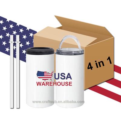 China Sustainable USA Store 4 in 1 16oz 16oz Keep Beverage Cold Beer Double Wall Insulated Stainless Steel Blank Sublimation Lean Box Cooler for sale