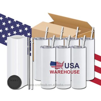 China Viable USA Warehouse Bulk 20oz Wholesale Lean Straight Empty Tumbler 20oz Double Wall Stainless Steel Sublimation Cup With Straw for sale