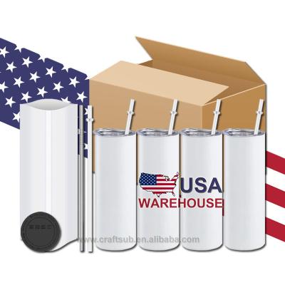 China Viable USA Warehouse Bulk 20oz Wholesale 20 oz Lean Straight White Stainless Steel Tumbler For Sublimation Printing for sale