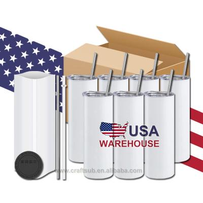 China Viable USA Warehouse Bulk 20oz Wholesale 20 oz Upright Empty Stainless Steel Sublimation Tumbler with Metal Straw and Rubber Bottom for sale