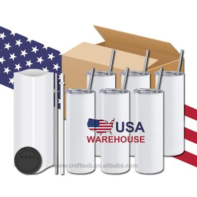 China Sustainable USA Warehouse Volume 20oz 20 oz Coffee Travel Blank 304 Stainless Steel Vacuum Insulated White Tumbler For Sublimation Printing for sale