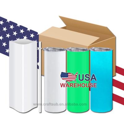 China Viable USA Store 20oz 20oz Glow in the Dark Outdoor Drinks Lean Straight Stainless Steel Sublimation Empty Tumbler Cup with Straw for sale