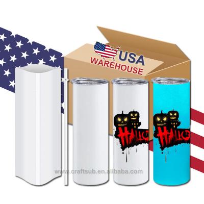 China US Warehouse 20oz 20oz Durable Double Wall Insulated Stainless Steel Glow In The Dark Blank Sublimation Tumbler With Shrink Wrap Sleeve for sale