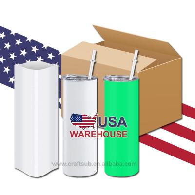 China Viable USA Warehouse 20oz 20oz Lean Straight Double Wall Stainless Steel Insulated Glow In Dark White Blank Sublimation Tumbler for sale