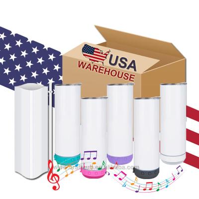 China US Warehouse 20oz Lean Upright Stainless Steel Music Mug Blank Sublimation Straight Tumbler With Detachable Wireless Speaker for sale