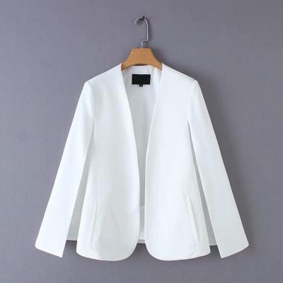 China QUICK DRY elegant white black top women uniforms office jacket ladies blazer casual chic split top for sale