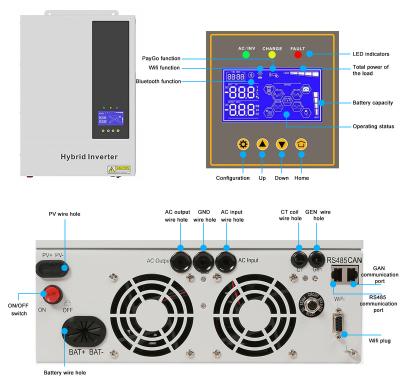 China Solar Power System Home 48v Hybrid Solar Inverter 3.6kw-5.5kw With Mppt For Solar Power System For Home Used for sale