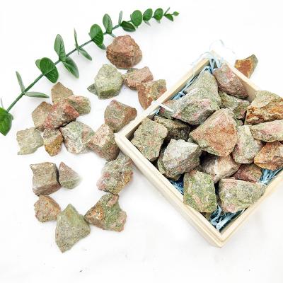 China Europe new arrival semi precious stones natural green unakite rough stones for home decoration for sale