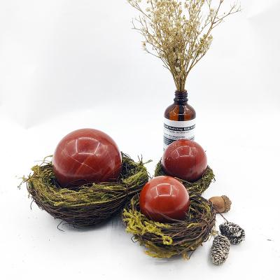 China High Quality Natural 60-80mm Red Jasper Aura Hot Selling Therapeutic Crystal Stone Crystal Ball From Europe for sale