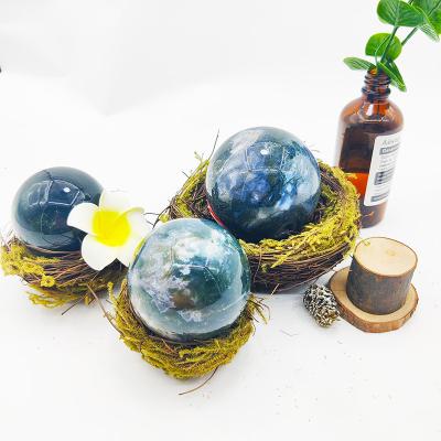 China Wholesale Europe Moss Agate Healing Crystals Sphere High Polished Crystal Stone Ball for sale