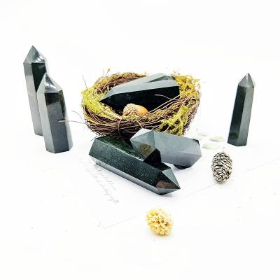 China China green sandstone quartz crystal point big size healing tower crystal magic wand for feng shui decoration for sale