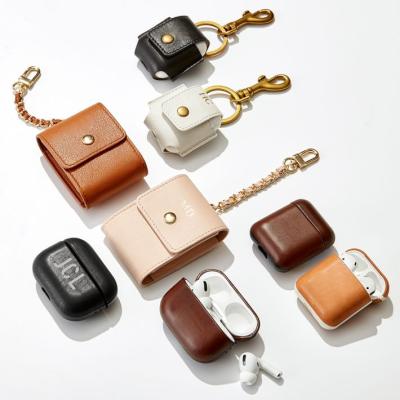 China Fanshion Mini Wireless Earphone Case Material Luxury Key Chain Leather For Protective Earphone Case for sale