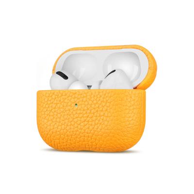 China Earphone Case Cover Grandbag Pebbled Genuine Leather Case For AirPods Wireless Earphone Case Cover for sale