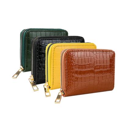 China Cheap Wholesale Custom PU Leather Wallets Waterproof Fashion Crocodile Pattern Short Card Holder Unisex Wallet for sale