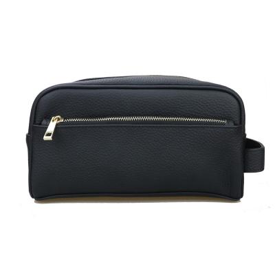 China Fashion Top-grain Whip Leather Toiletry Bag Makeup Organizer Travel Wash Hanging Bag, Leather Cosmetic Bag With Zipper for sale