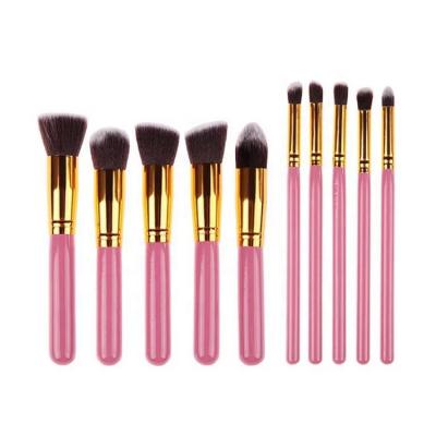 China Angular Blush 10pcs Oval Makeup Brush Set, Vegan Cosmetics Makeup Brush Set, Cruelty Free Pink Makeup Brush Set for sale