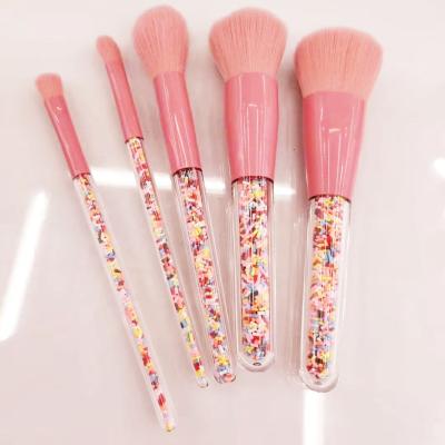 China Angular Blush 2018 Brand Professional Self Owned Makeup Brush Set Of 5 Candy Color Makeup Brushes for sale