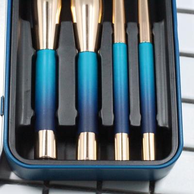 China Angular Blush Grade 4 Pcs Top Makeup Brushes With Iron Box Makeup Removal Brush Kit Face Cosmetics for sale