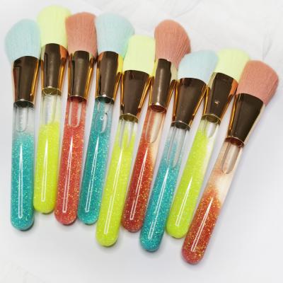 China Angular Blush New Arrival Quicksand Full Handle 7pcs Makeup Brushes With Your Own Logo for sale