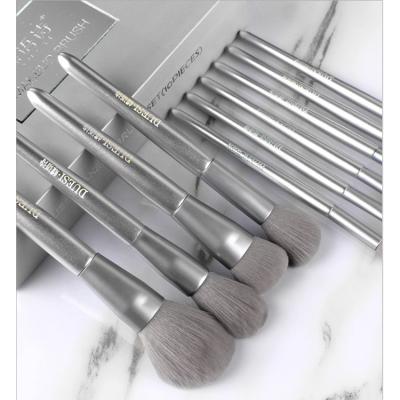 China Angular Blush Amazon New Travel Makeup Brushes High Quality Makeup Brush Set Silver for sale