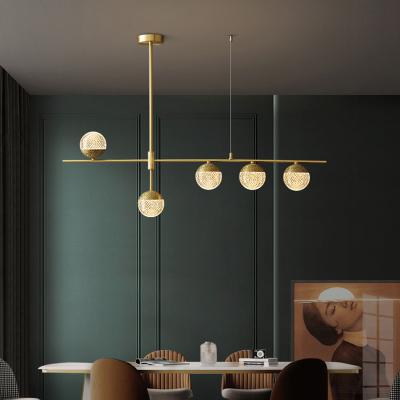 China Modern dining table dining room droplight lamps and strip light luxury nordic contracted and contemporary whole copper lanterns for sale