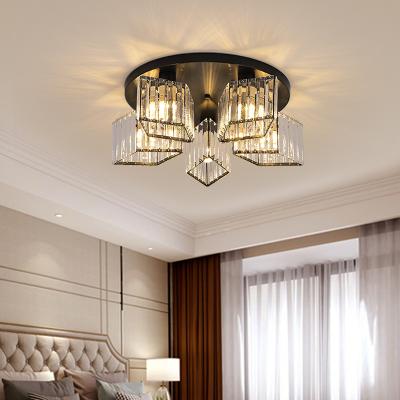 China Contracted and contemporary luxury restaurant light bedroom living room outdoor mounted creative dome light the bedroom black crystal lamp for sale