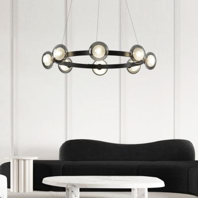 China Living Room Circle Chandelier Modern Contracted Nordic Contemporary Creative Glass Bedroom Italian Minimalist Droplight for sale