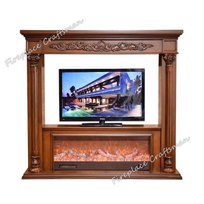 China 2021 New Project 326B Style High Quality Modern European Classic Flame Effect Decorative Fireplace TV Wooden Stand for sale