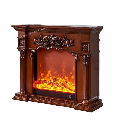 China Brown wood mantel fireplace heater remote control modern led electric insert with control board 318 F2 for sale