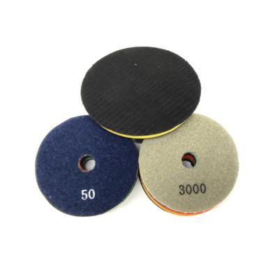 China 100mm Quick Polishing 3 Step Diamond Granite Concrete Floor Abrasive Dry Wet Stone Polishing Pads for sale