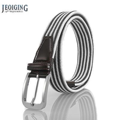 China RJB029 New Arrival Elastic Pin Buckle Traditional Webbing Belt With 3 Colors Men Genuine Leather Belt for sale