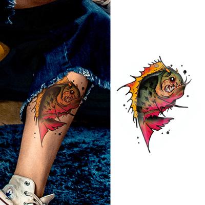 China Piranha Tattoo Stickers Water Body Temporary Waterproof Temporary Realistic Full Transfer Hand Tattoo Piranha Tattoo Stickers for sale