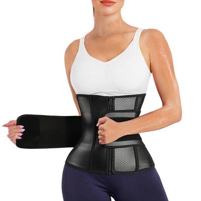 China Fat Burning Sweated Waist Trainer Shaper Corset Weight Loss 5 Bone Trimmer Antibacterial Steel Waist Belt Fitness Breathable for sale