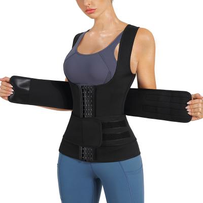 China Breathable Neoprene 3 Rows Hang Fat Burn Vest Private Labeling Compression Corset Shaper Waist Trainer Slimming Trainer Double for sale